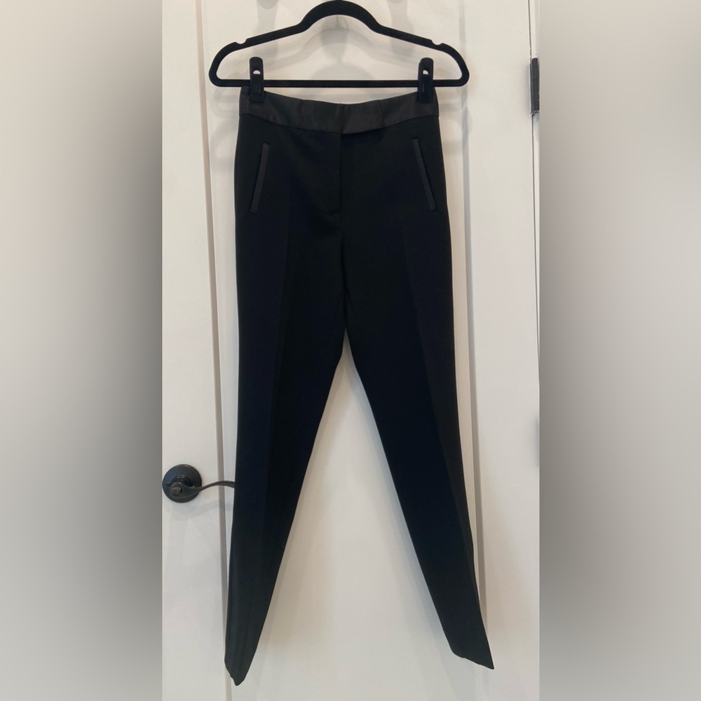 Zara NWOT Black Tuxedo Style Pants with Satin Trim